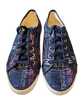 Coach "Dee" fashion sneakers in a rare, vibrant "Pop C" tartan plaid Size 7.5 B